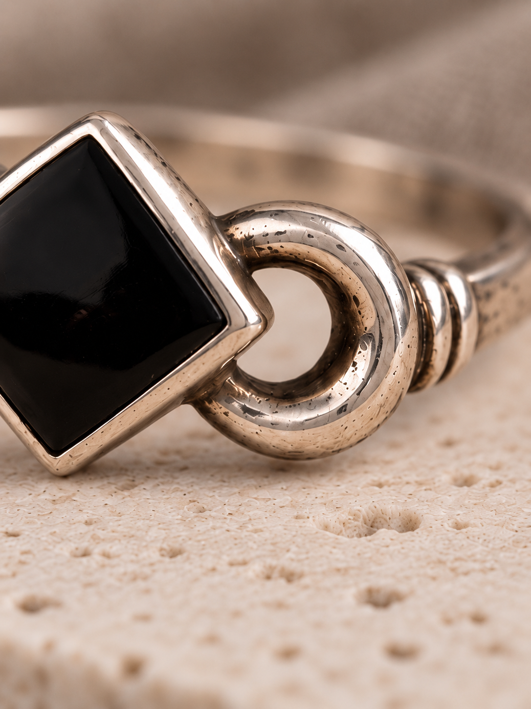 Inel din argint cu onix, 19 mm